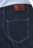 Women Navy Mid Waist Barrel-Fit Jeans