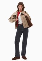 Bayan Gri Straight-Fit Denim Pantolon