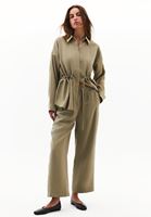 Women Green Modal Tie-Waist Oversized Shirt