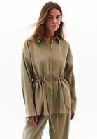 Women Green Modal Tie-Waist Oversized Shirt