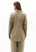 Women Green Modal Tie-Waist Oversized Shirt