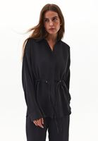 Women Black Modal Tie-Waist Oversized Shirt