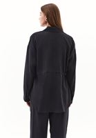 Women Black Modal Tie-Waist Oversized Shirt