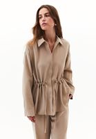 Women Beige Modal Tie-Waist Oversized Shirt