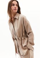 Women Beige Modal Tie-Waist Oversized Shirt