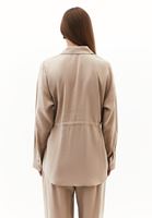 Women Beige Modal Tie-Waist Oversized Shirt