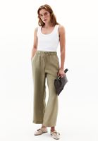 Women Green Modal High Waist Straight-Fit Trousers