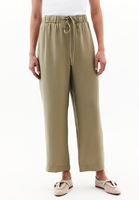 Women Green Modal High Waist Straight-Fit Trousers
