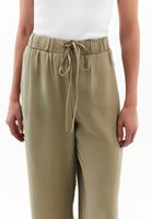 Women Green Modal High Waist Straight-Fit Trousers