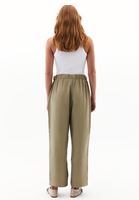 Women Green Modal High Waist Straight-Fit Trousers