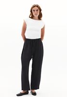 Women Black Modal High Waist Straight-Fit Trousers