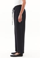 Women Black Modal High Waist Straight-Fit Trousers