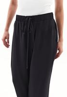 Women Black Modal High Waist Straight-Fit Trousers