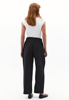 Women Black Modal High Waist Straight-Fit Trousers