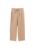 Women Beige Modal High Waist Straight-Fit Trousers