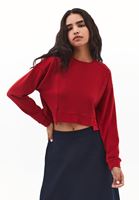 Bayan Kırmızı Modal Crop Sweatshirt
