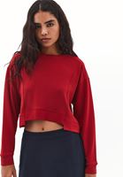 Bayan Kırmızı Modal Crop Sweatshirt