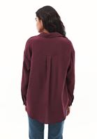 Bayan Bordo Modal Oversize Gömlek