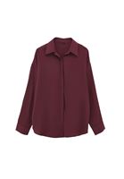 Bayan Bordo Modal Oversize Gömlek