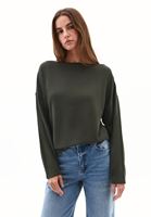 Women Khaki Modal High Neck Sweater