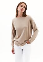 Women Beige Modal High Neck Sweater
