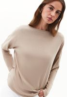 Women Beige Modal High Neck Sweater