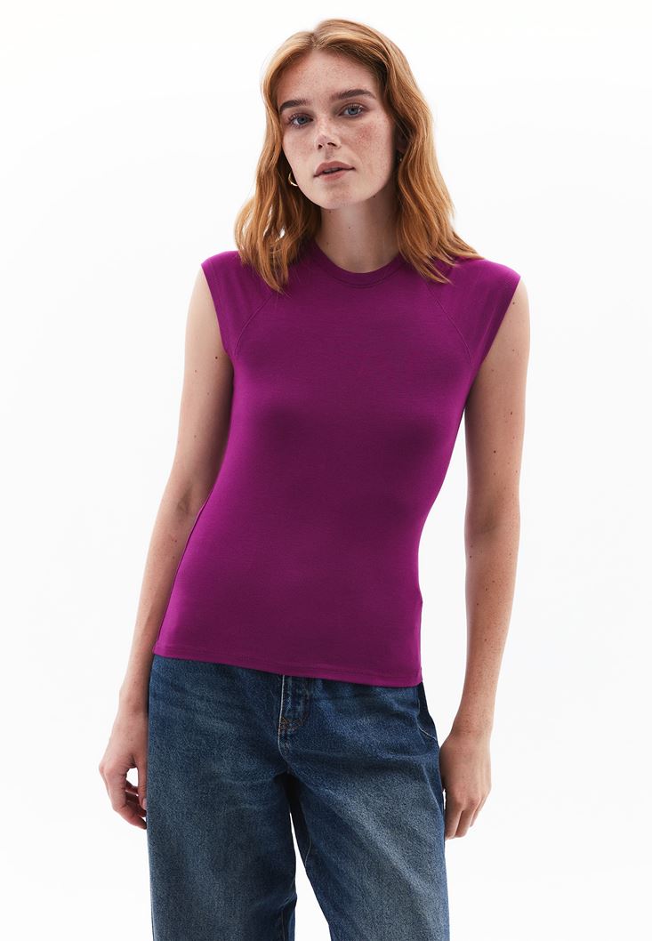 Women Purple Crew Neck Tshirt
