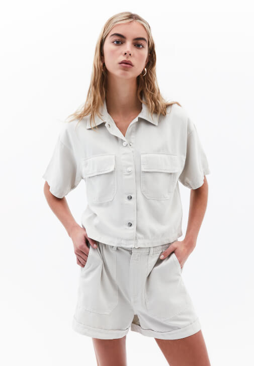 Oversize Tencel Gömlek ve Şort Kombini