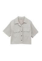 Bayan Krem Cepli Oversize Gömlek ( TENCEL™ )