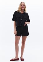 Bayan Siyah Cepli Oversize Gömlek ( TENCEL™ )