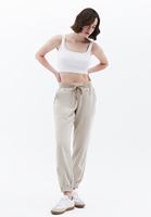 Bayan Bej  Orta Bel Jogger Pantolon ( TENCEL™ )