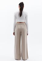 Bayan Bej  Orta Bel Wide-Leg Pantolon ( TENCEL™ )