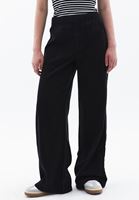Bayan Siyah  Orta Bel Wide-Leg Pantolon ( TENCEL™ )
