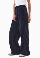 Women Navy Mid Waist Wide Leg Pants (Tencel)