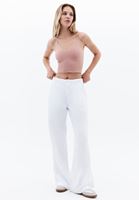 Bayan Beyaz Orta Bel Wide-Leg Pantolon ( TENCEL™ ) 