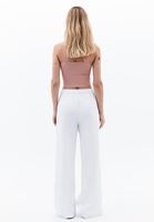 Bayan Beyaz Orta Bel Wide-Leg Pantolon ( TENCEL™ ) 