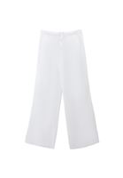 Bayan Beyaz Orta Bel Wide-Leg Pantolon ( TENCEL™ ) 