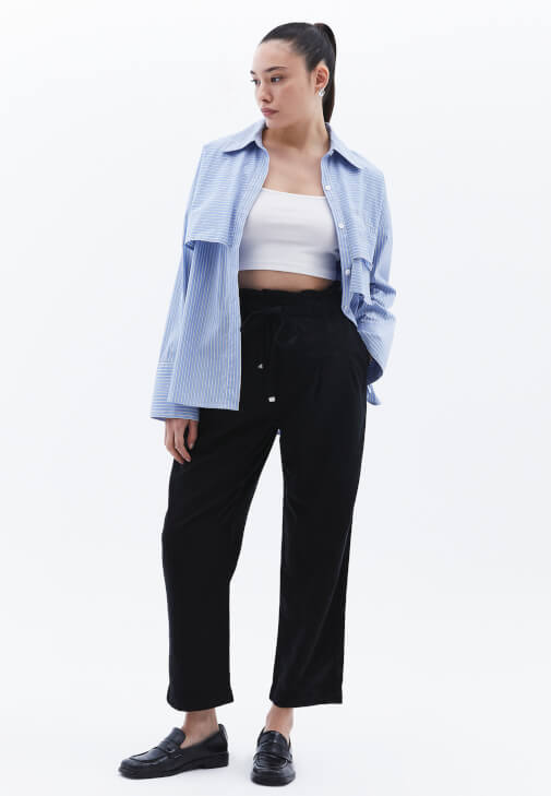 Black Ultra High Rise Carrot Fit Pants Online Shopping