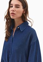 Bayan Mavi Kuşak Detaylı Denim Gömlek (TENCEL™ )