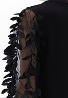 Women Black Sweater with Jacquard Sleeve Detail