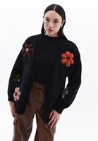 Bayan Siyah Yumuşak Dokulu Oversize Hırka