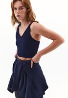 Bayan Lacivert Seamless Crop Top
