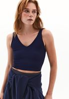 Bayan Lacivert Seamless Crop Top