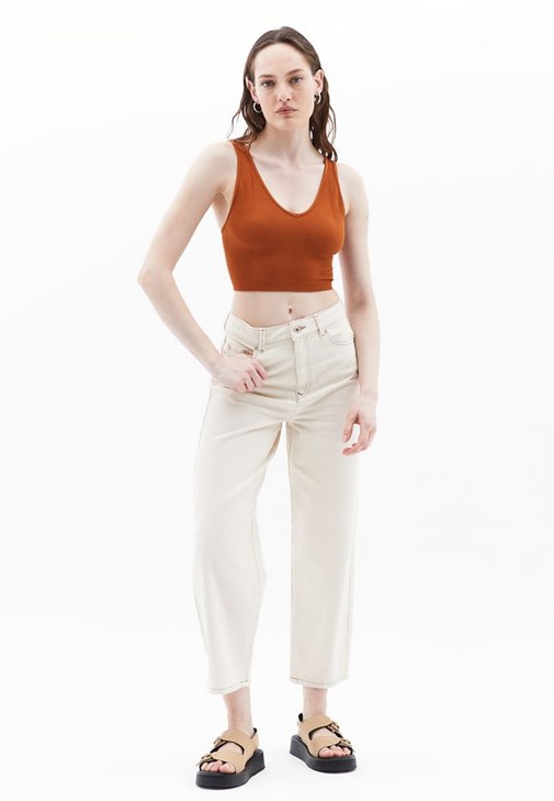 Dikişsiz Crop Top ve Balon Pantolon Kombini