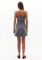 Bayan Gri Denim Mini Elbise