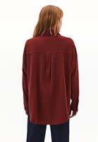 Bayan Bordo Cep Detaylı Oversize Gömlek