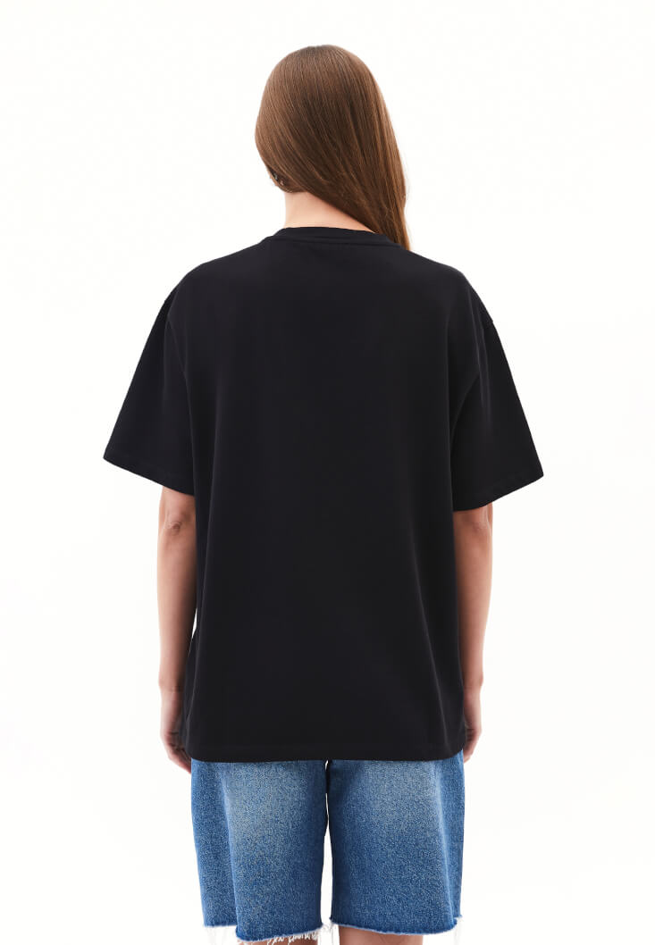 Women Black Cotton Oversized T-Shirt