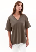 Women Brown Cotton Oversized T-Shirt