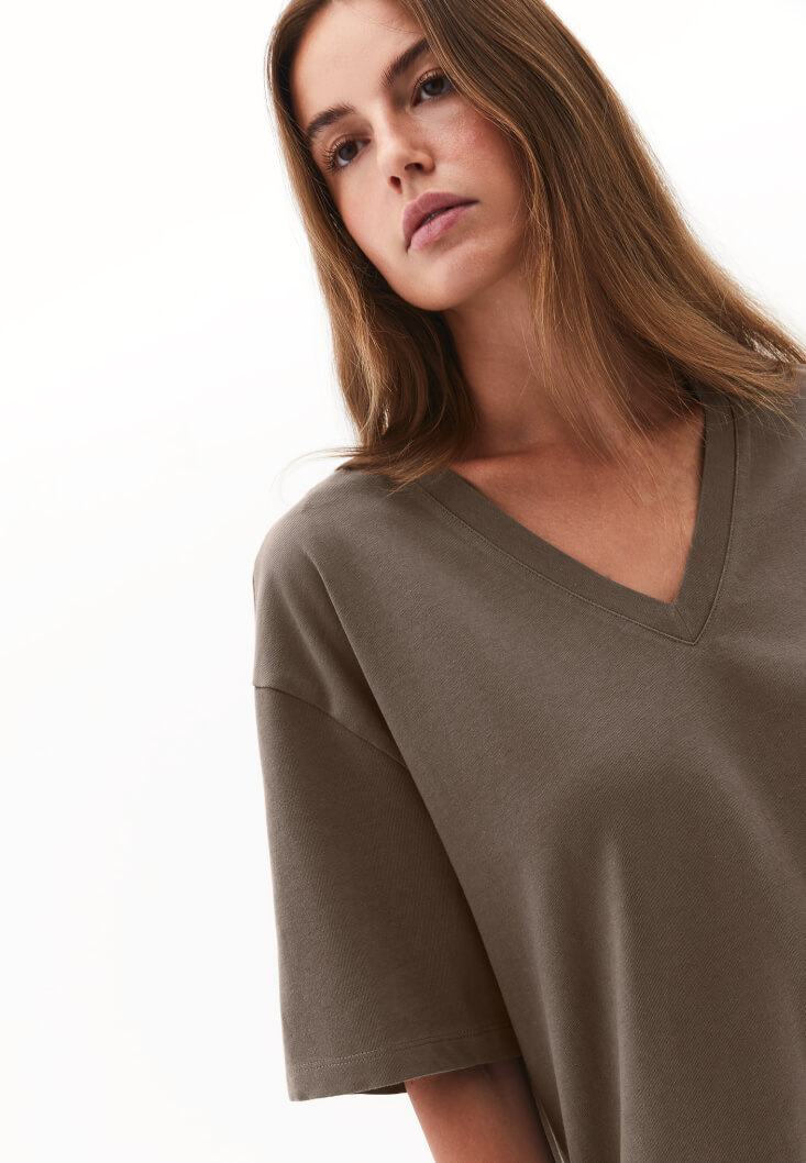 Women Brown Cotton Oversized T-Shirt