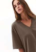Women Brown Cotton Oversized T-Shirt